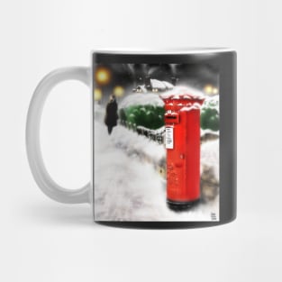 Traditional Christmas Illustration: Red Post Box in Snow [Soft Mix] Mug